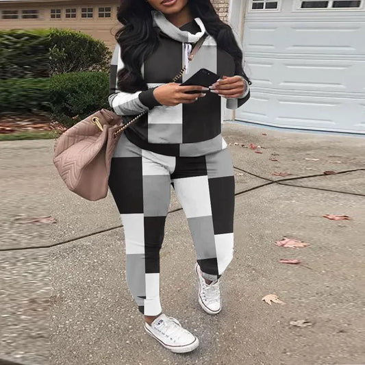 SOMO Plus Size Two Piece Set Women Outfit High Neck Hoodies Sweatshirt Pants Tracksuit Streetwear Suit Wholesale Dropshipping - Shello's Creative Boutique