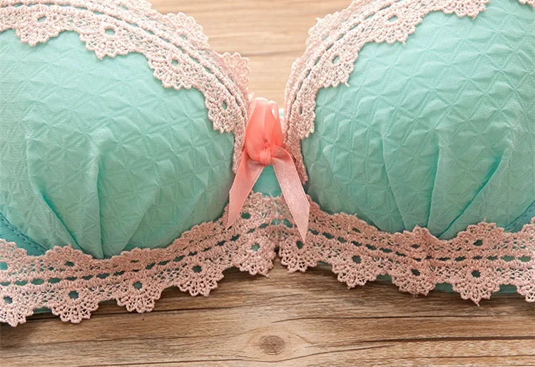 Wokeayer Vintage Plaid Push-Up Bra & Panty Set – Seamless Wire-Free Lingerie for Women, Sexy Fitness Underwear (Sizes 70A–80B)
