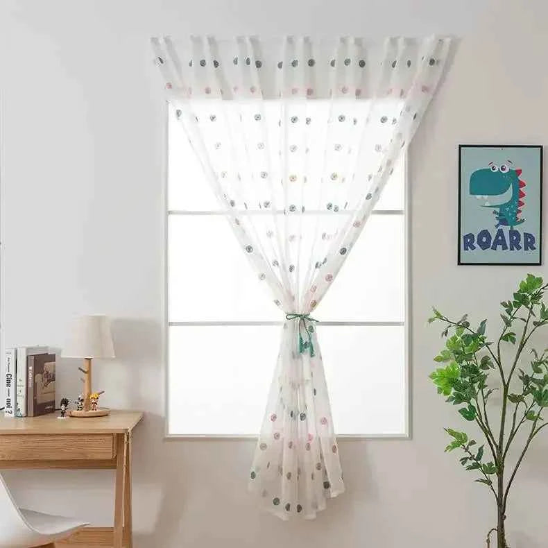 Household Bedroom Window Curtains Punch Free Easy Install Shading Drape Door Screens Modern Leaves White Curtain Home Decor Chic