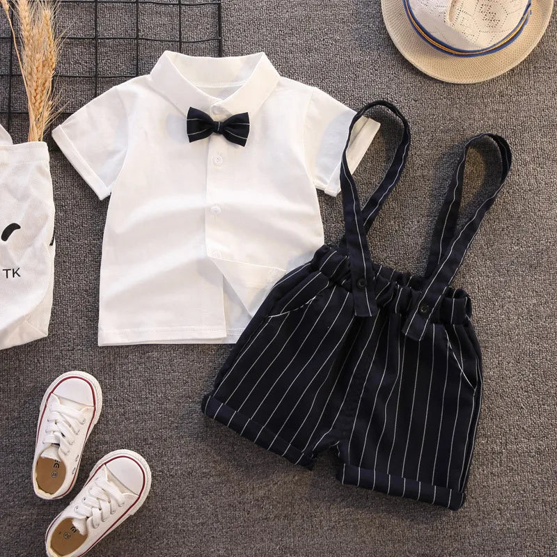 Kids Boys Clothing Sets Baby Tee Shirt + Overalls Pants Infant Toddler Children Wears T-shirt + Shorts Outfits Suits 1-4 Years Shello's Creative Boutique
