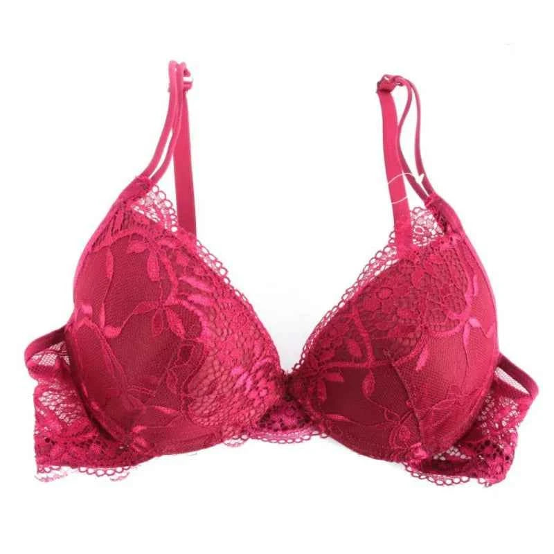 Women Sexy Lace Bra 2Pcs/Sets Fashion Thin Breathable Bra Push-up Underwear Underpants Female Embroidered Hollowed Lace Bra Set