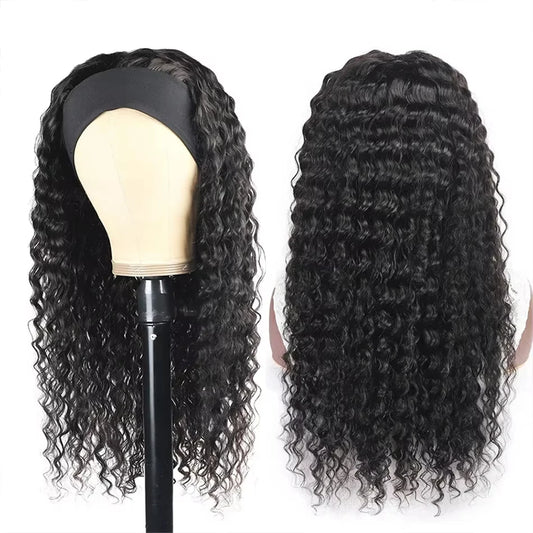 Human Hair Headband Wig - Water Wave 180% Density Natural Wig - Shello's Creative Boutique