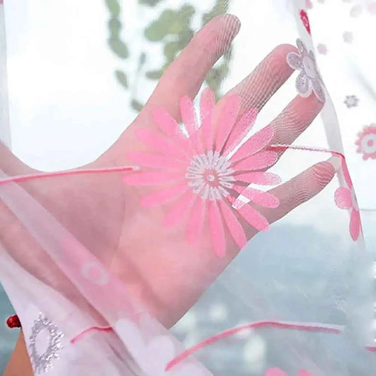 100cm x 200cm Window Curtain Floral Pattern Summer Transparent Window Screening Door Curtains Room Decor Drape Panel Sheer