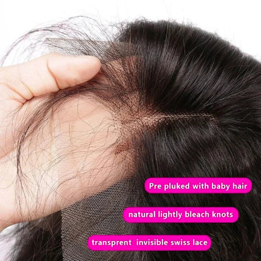 13x4 HD Transparent Lace Frontal - Straight 100% Human Hair Pre-Plucked - Shello's Creative Boutique