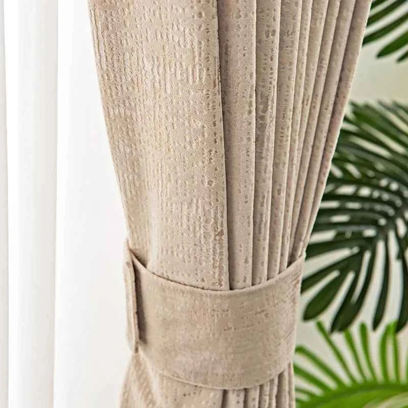 The New Simple Curtains for Living Dining Room Bedroom and Modern Beige Bronzing Flannel Thickened Shading Velvet Light Luxury