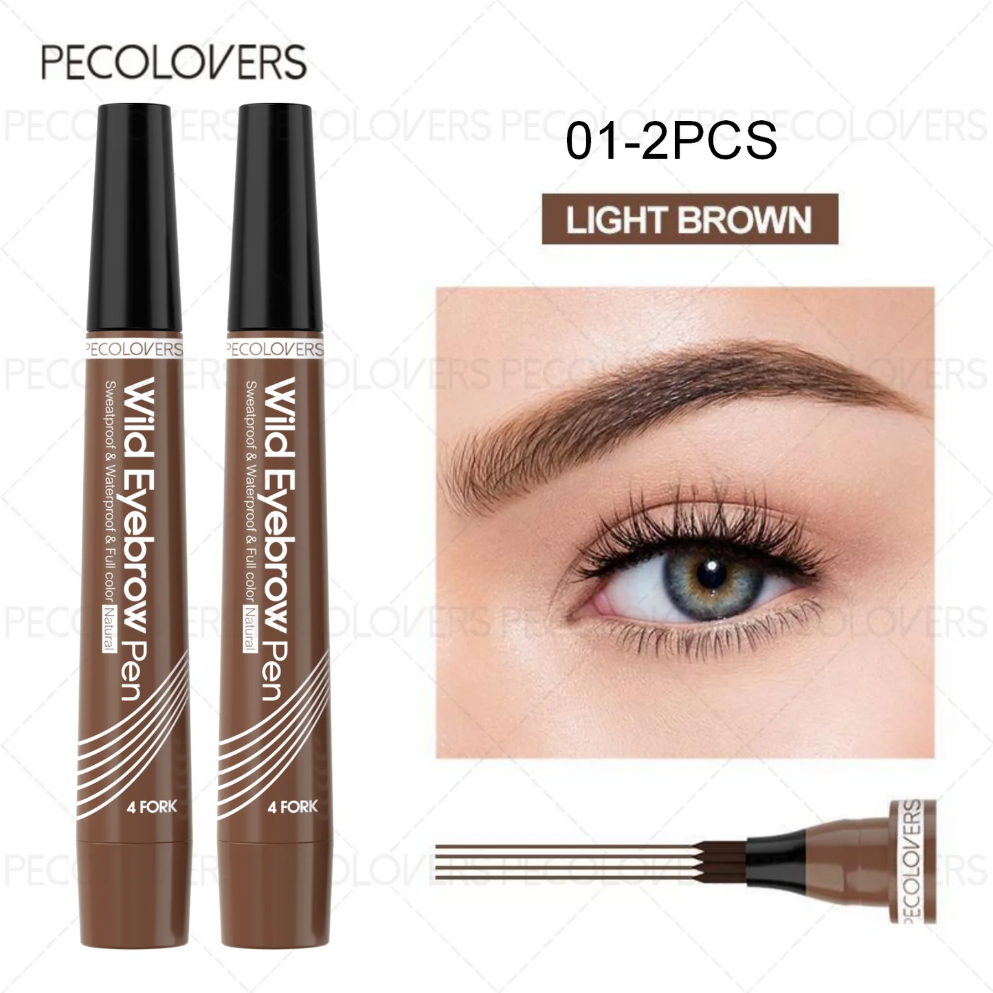 6 Colors 1pc Eyebrow Pen Waterproof 4 Split Tip Eyebrows Pen Eyebrow Tattoo Pen Waterproof Liquid Black Eyebrow Makeup Pencil - Shello's Creative Boutique