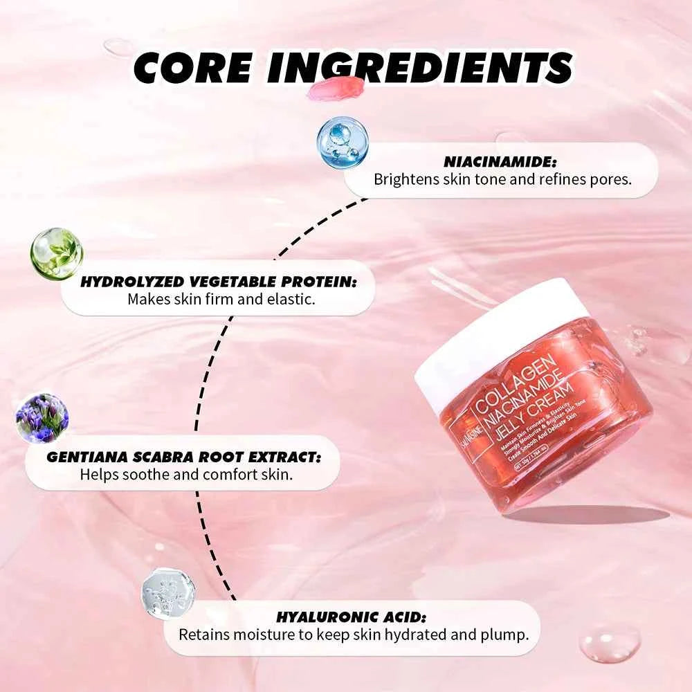 24h Glow & Lifted Collagen Jelly Cream Niacinamide And Hydrolyzed Collagen Strengthen The Skin Barrier And Moisturize The Skin