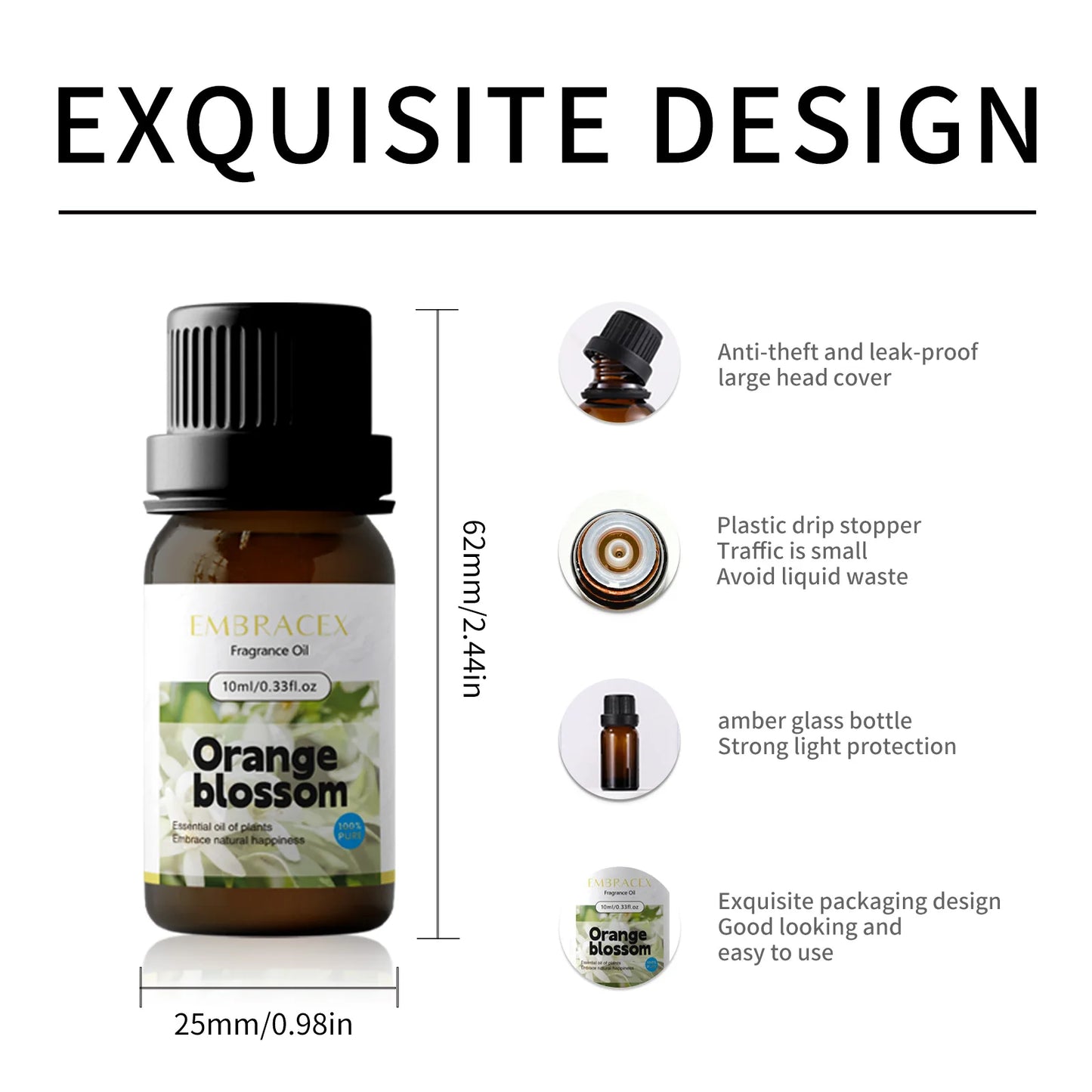 10ml Orange blossom Essential Oils Floral Perfume Oil Flower Fragance Skincare Perfumes Women Body Massage Oil Gifts - Shello's Creative Boutique
