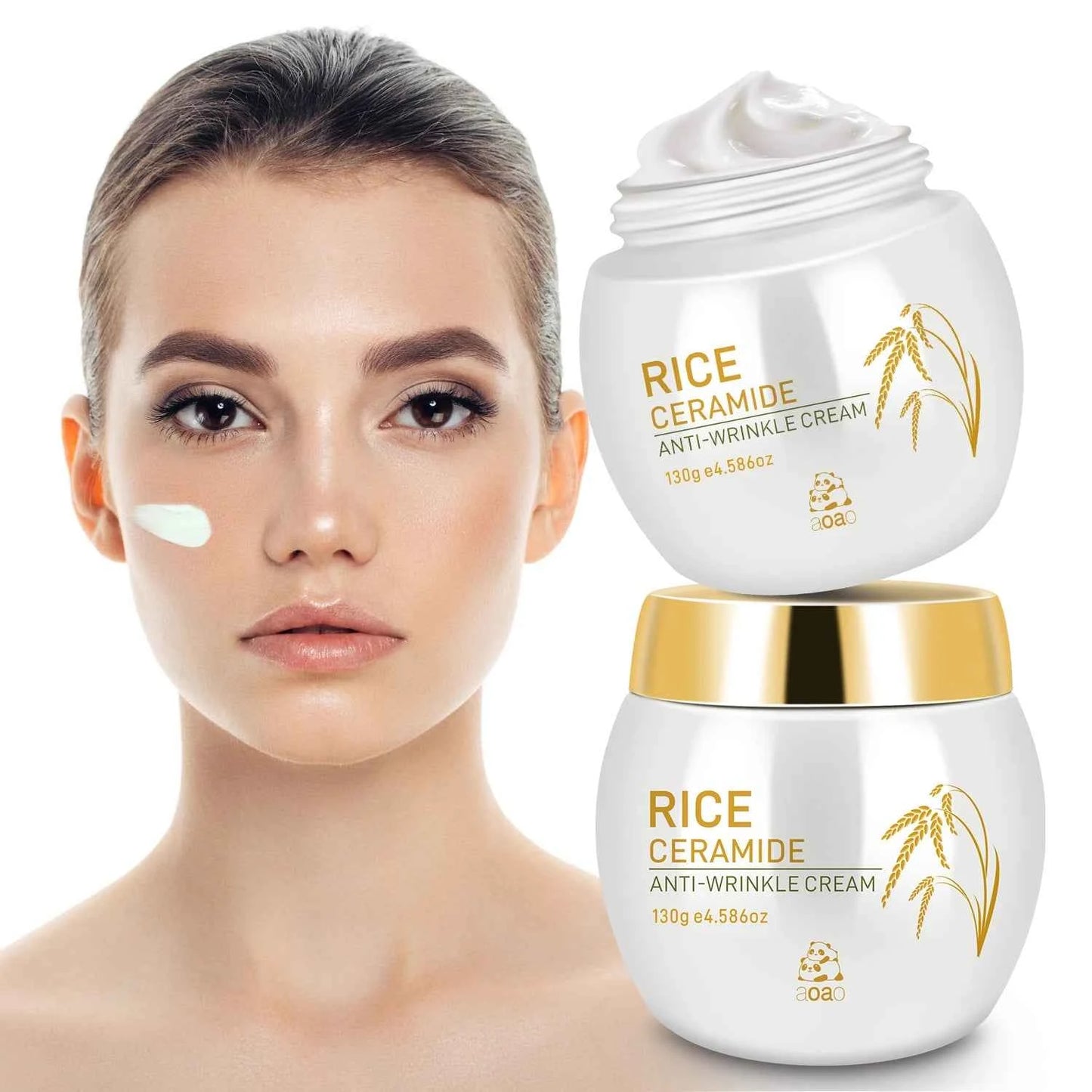 Rice Cream Anti-Wrinkle Collagen Anti-Aging Moisture Nourishing Moisturizer Ceramides for Revitalized, Firmer Skin