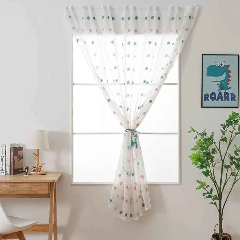 Household Bedroom Window Curtains Punch Free Easy Install Shading Drape Door Screens Modern Leaves White Curtain Home Decor Chic
