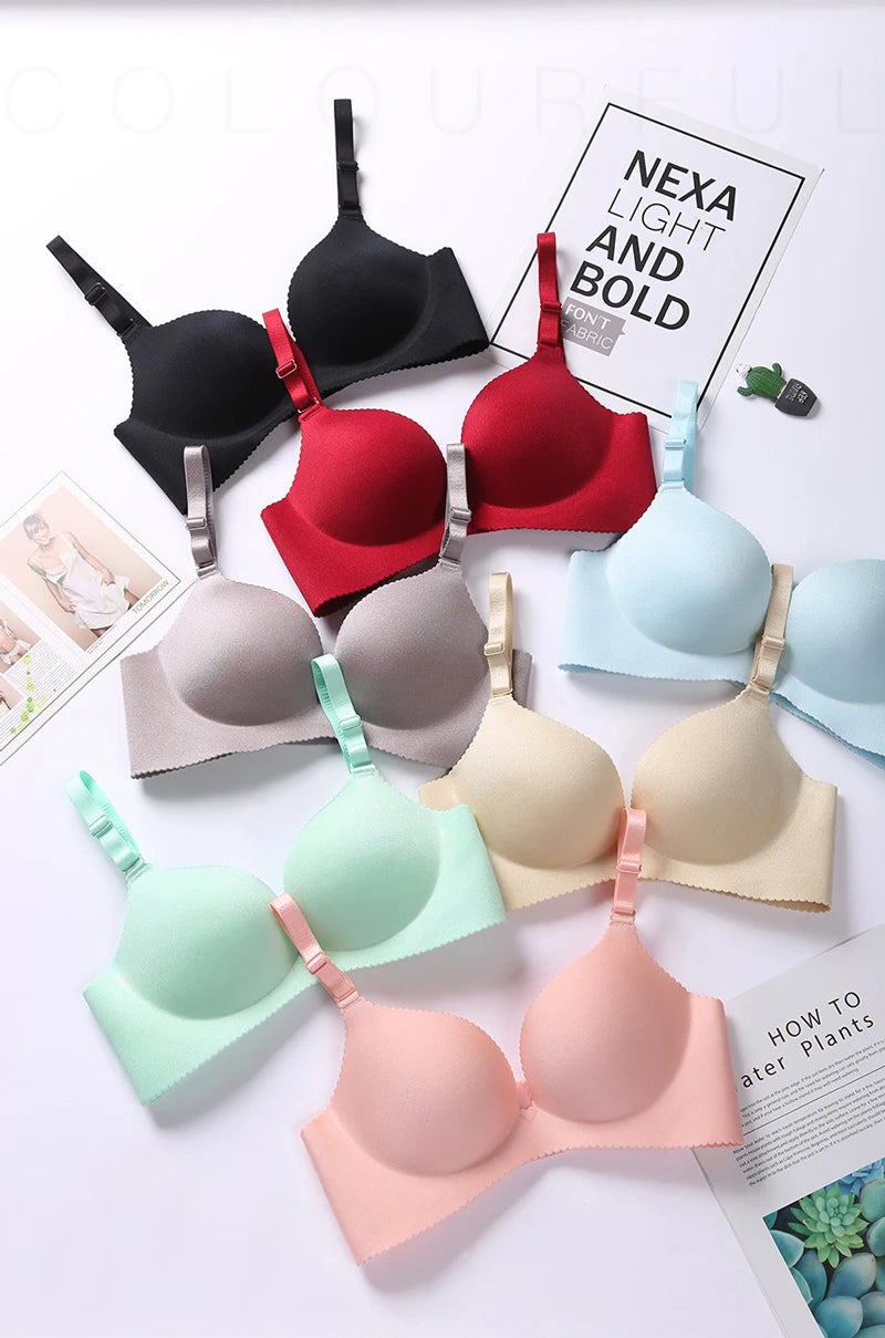 NURRASA Seamless Push-Up Bra & Panty Set – Sexy Floral Wire-Free Lingerie for Women, 3/4 Cup Adjustable Brassiere & Briefs (Sizes 70AB–85AB)