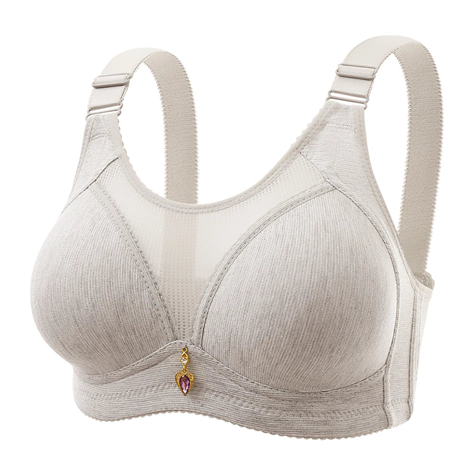 Comfortable Non-Slip Push-Up Sports Bra for Women – Seamless Wire-Free Lingerie with Wide Shoulder Straps & Chest Pad (Sizes 36–100BC)