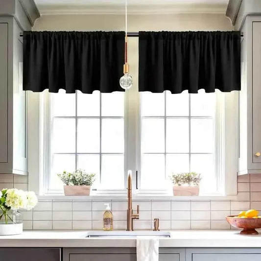 Solid Color Blackout Curtain Valance - Small Window Treatment for Kitchen & Bathroom - Shello's Creative Boutique