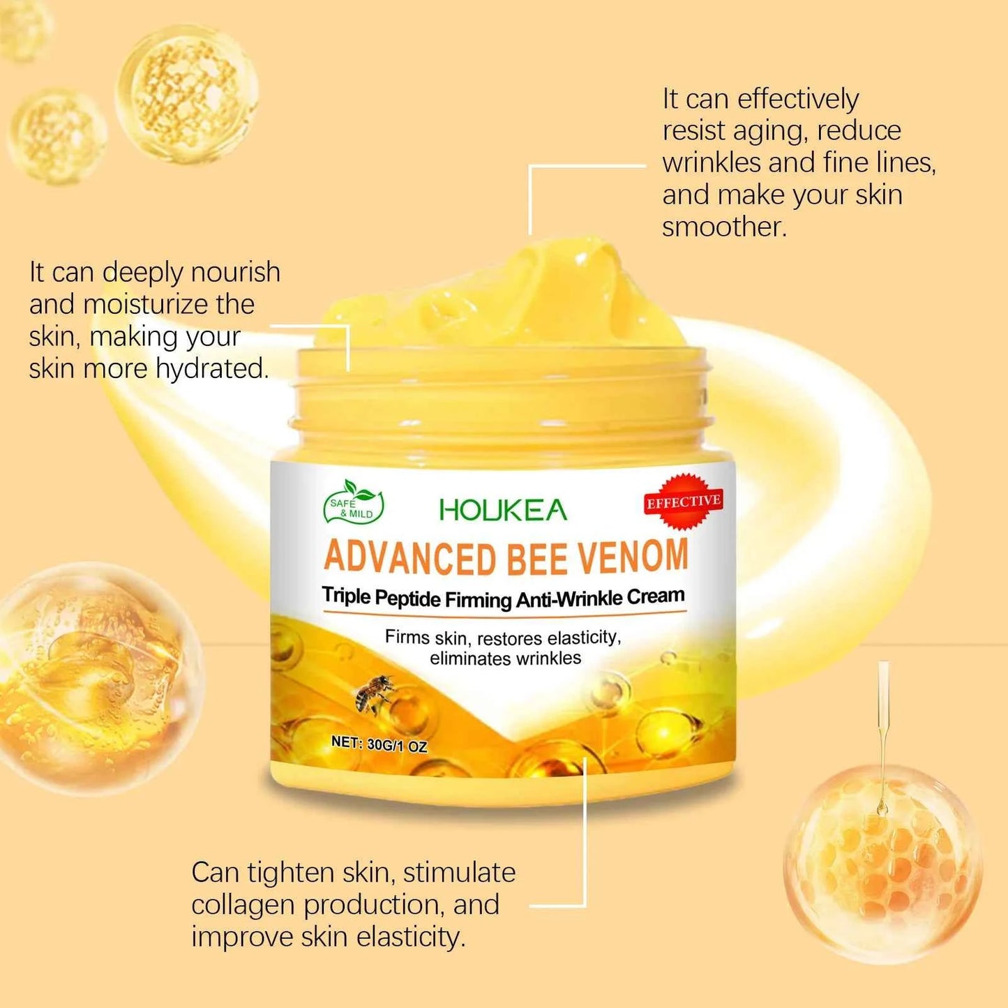 Bee Venom Body Firming Cream Improving Sagging Keep Brighten Light Weight Relax Muscle Improve Elasticity Body Cream Moisturizer