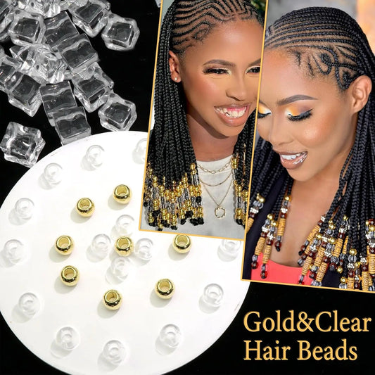 50PCS Hair Beads Loc Dreadlock Jewelry Clear Large Beads Braids Accessories Hair Decoration for Women Jewelry Making Kit - Shello's Creative Boutique