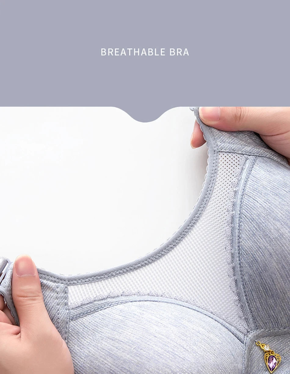 Comfortable Non-Slip Push-Up Sports Bra for Women – Seamless Wire-Free Lingerie with Wide Shoulder Straps & Chest Pad (Sizes 36–100BC)