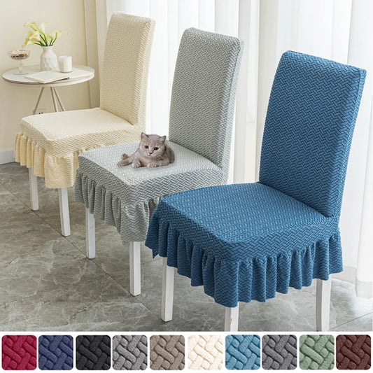 Skirt Dining Chair Cover Jacquard Elastic Soft Seat Cover Anti-dirty Stool Slipcover Suitable for Kit Pet Room Living Home Decor eprolo