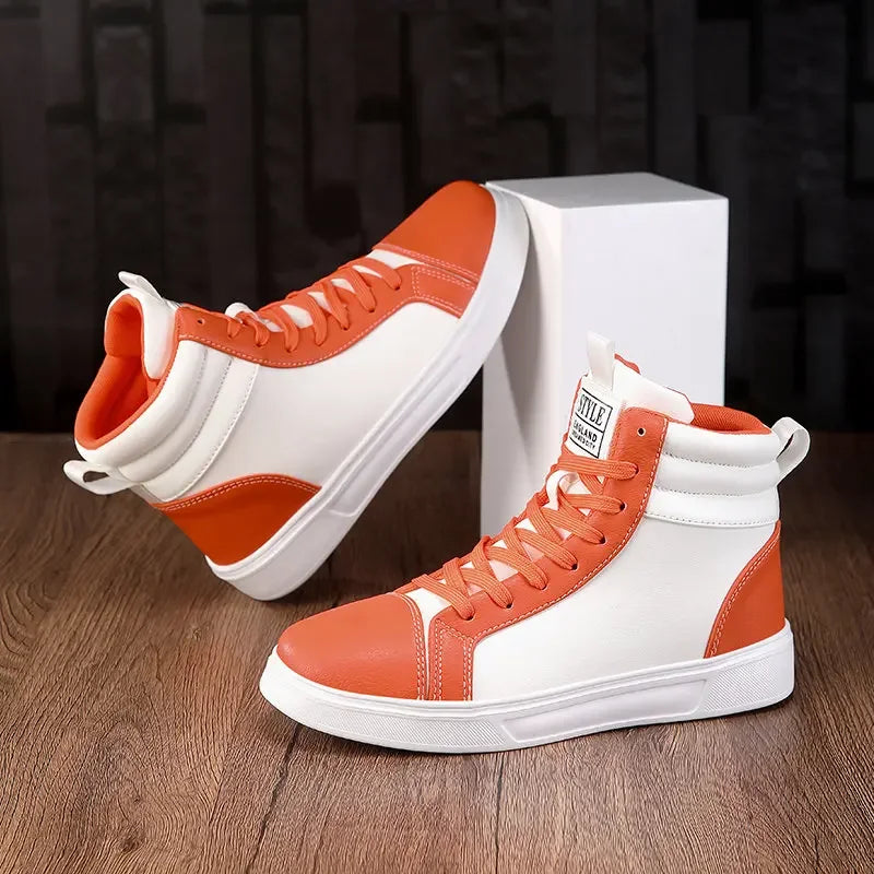 Spring Autumn Leather Skateboard Shoes Men Women Casual Sneaker Comfort Platform High-Top Sneakers Men Unisex Shoes Plus Size 46 eprolo