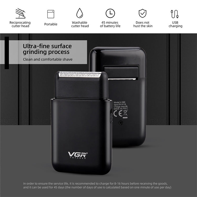 VGR V-390 5W USB Portable Reciprocating Electric Shaver, V-390 (Black), V-390 (Green) - Shello's Creative Boutique