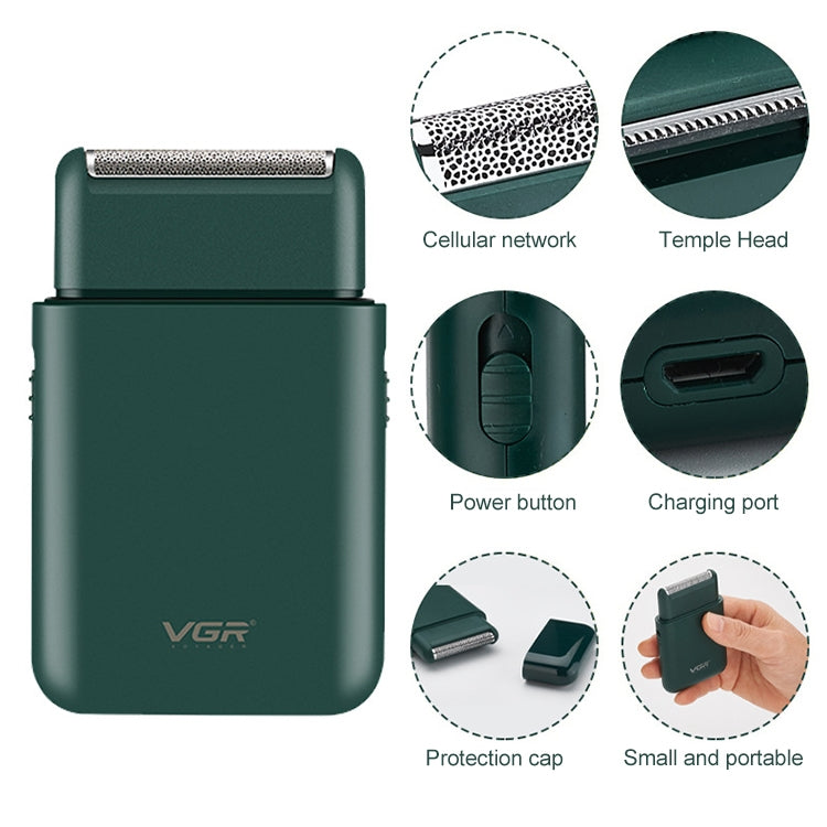 VGR V-390 5W USB Portable Reciprocating Electric Shaver, V-390 (Black), V-390 (Green) - Shello's Creative Boutique