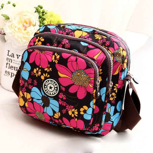 Women Shoulder Bag Waterproof Nylon Handbag Multilayer Crossbody Bag