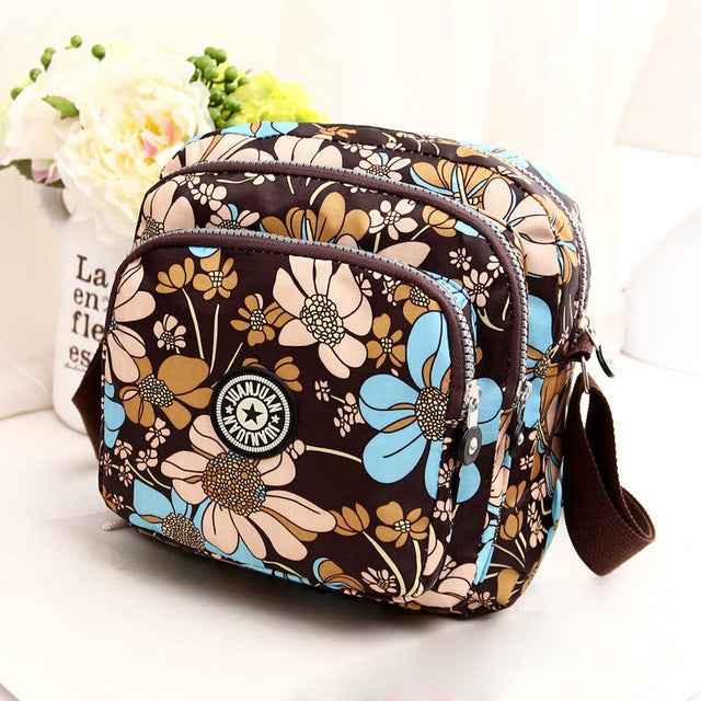Women Shoulder Bag Waterproof Nylon Handbag Multilayer Crossbody Bag