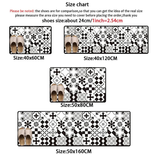 Geometric Lattice Kitchen & Bathroom Mat – Modern Non-Slip Floor Rug - Shello's Creative Boutique