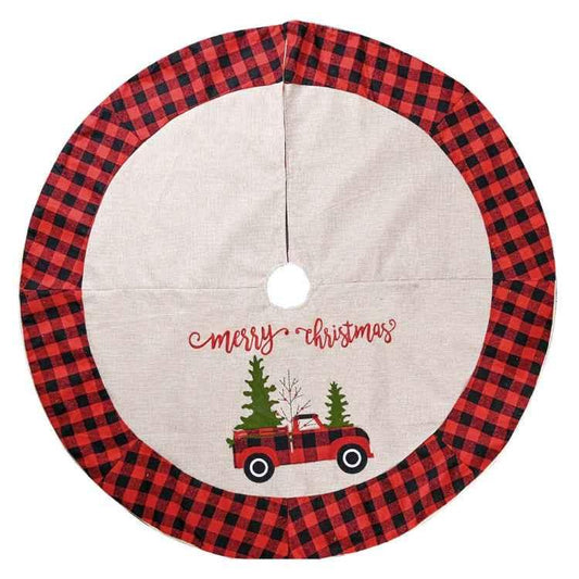 Christmas Decoration Supplies Linen Christmas Tree Skirt Car Christmas Tree Skirt - Shello's Creative Boutique