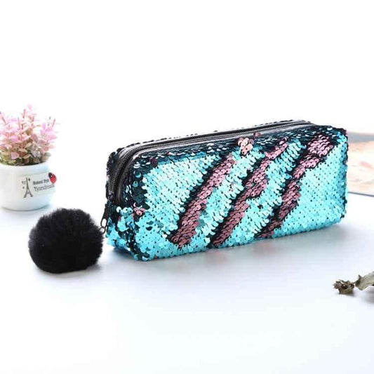 Reversible Sequin Pencil Case for Girls School Supplies Super Big Stationery Gift Magic Makeup Bag - Shello's Creative Boutique