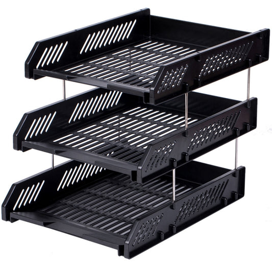 Deli 9209 Office Storage Supplies Three-Tier File Box, Blue, Black, Gray - Shello's Creative Boutique