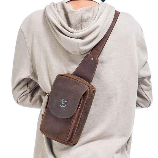 BUFF CAPTAIN 133 Men Leather Retro Shoulder Bag Diagonal Leather Bag - Shello's Creative Boutique