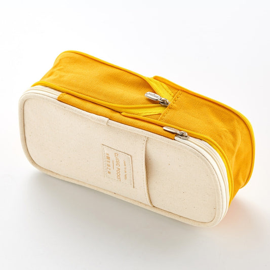Angoo Cotton And Linen Large Capacity Pencil Stationery Bag, 602 Turmeric / Beige, 589 Shallow Khaki / Beige, 480 Ink Printing, 572 Navy / Beige, 890 Pink, 876 Dark Pink, 883 Gray - Shello's Creative Boutique