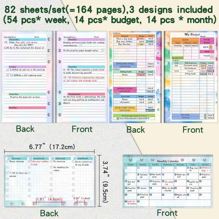 A6 Cash Budget Book Schedule Weekly Plan Monthly Plan Loose-leaf Notepad