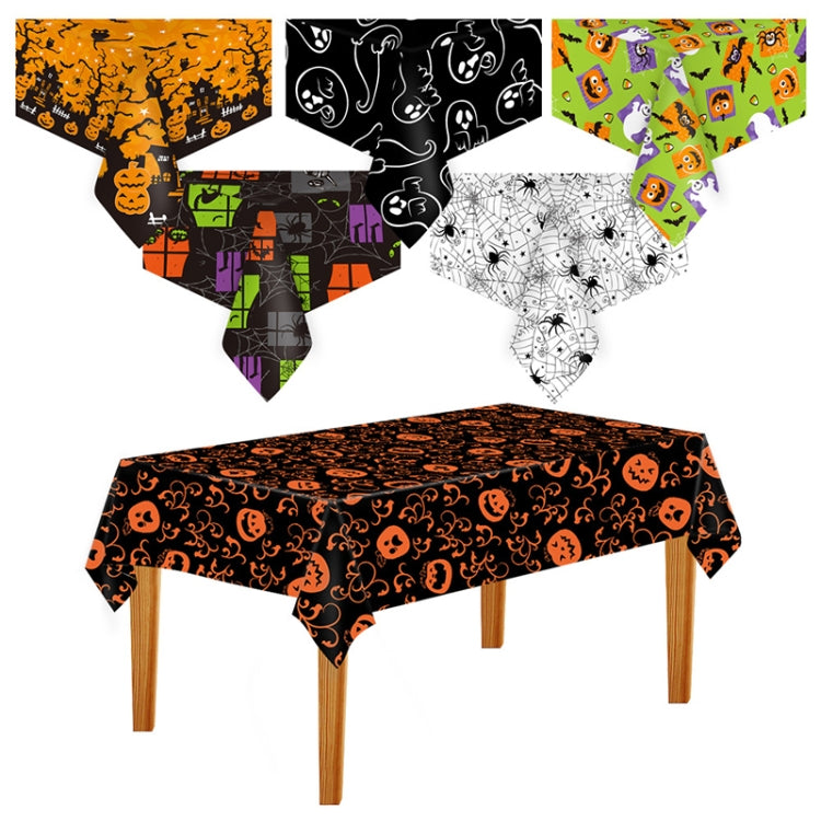 Christmas Halloween Party Event Decoration Tablecloth, Orange Pumpkin, Black Pumpkin, Black Ghost, Gray Bat, Green Pumpkin, Purple Spider, Red Snowman, Geometry, Blue Snowman, Green Biscuits - Shello's Creative Boutique