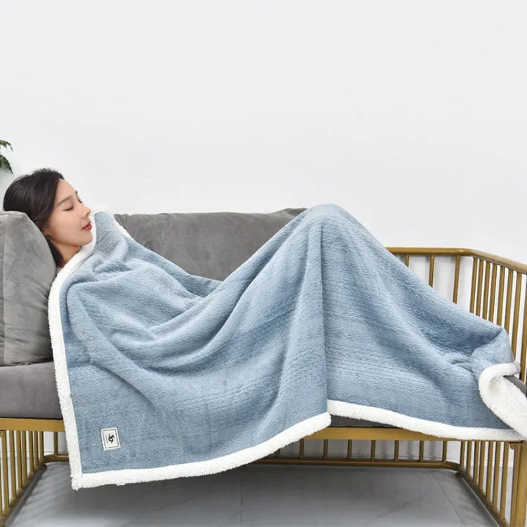 Flannel Thickened Embossed Shawl Blanket Office Air Conditioning Blanket - Shello's Creative Boutique