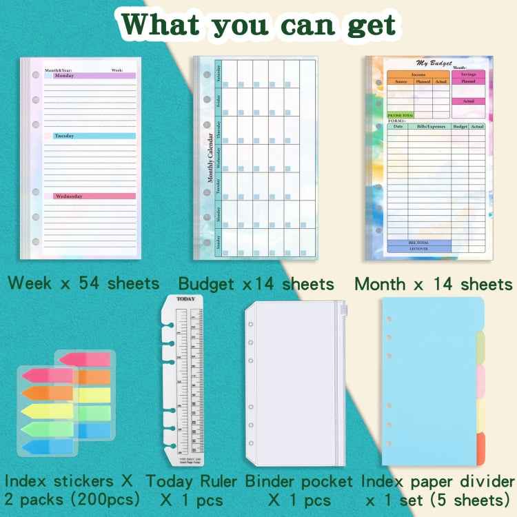 A6 6 Hole Budget Book Loose-leaf Replacement Core Handbook Insert,Spec: