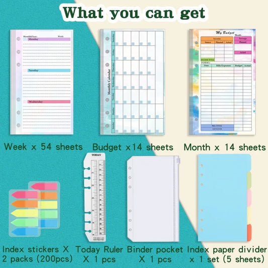 A6 6 Hole Budget Book Loose-leaf Replacement Core Handbook Insert,Spec: - Shello's Creative Boutique