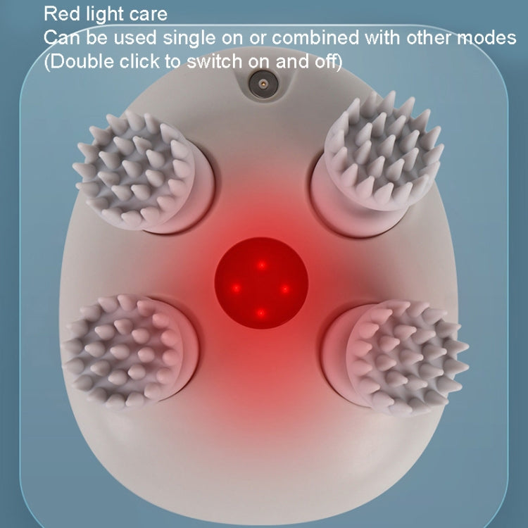 K111 Hot Compress Red Light Head Massager Electric Kneading Vibration Waterproof Head Instrument, K111 White - Shello's Creative Boutique