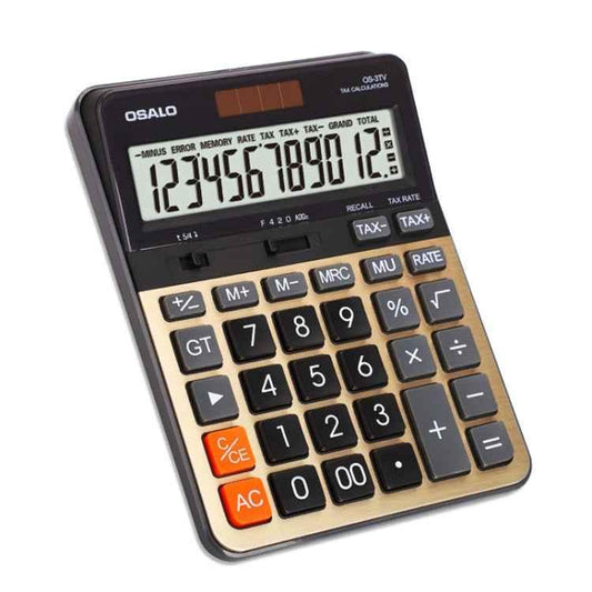 OSALO OS-3TV 12-digit LCD Screen Solar Dual Power Supply Desktop Calculator - Shello's Creative Boutique