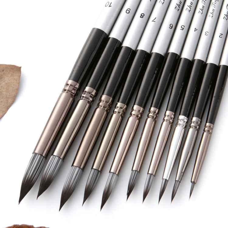 10 In 1 Nylon Hair Watercolor Paint Brush Set Wooden Handle Round Pointed Acrylic Painting Pens - Shello's Creative Boutique