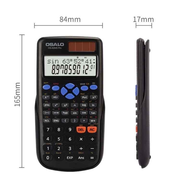 OSALO OS-82MS Pro 240 Functions LCD Screen Solar Dual Power Supply Plug-in Teaching Calculator