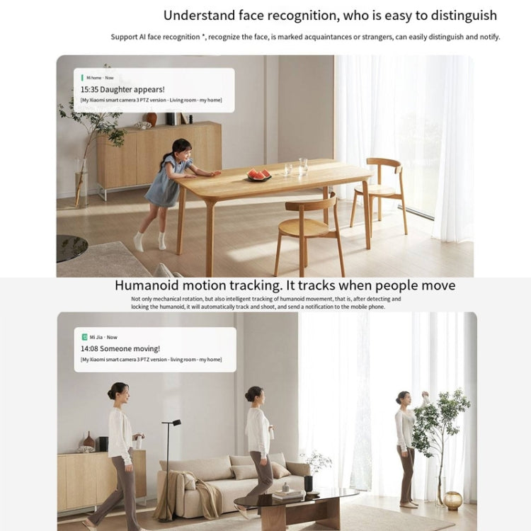 Original Xiaomi Mijia Smart Camera 3 PTZ Version 3K AI Detection Baby Monitor 5MP 360 Degree View Webcam Day & Night Work Infrared Night Vision, With US Plug Adapter, 3 PTZ Version SUNSKY