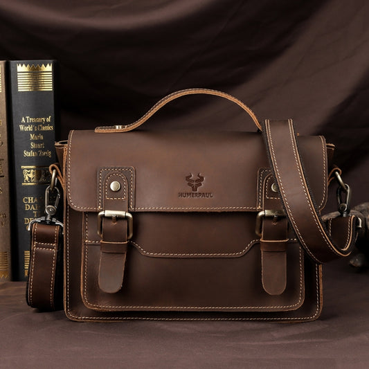 HUMERPAUL Leather Crossbody Bag Men Retro Shoulder Bag Commuter Men Small Square Bag, MH636 (Brown), MH636 (Coffee)