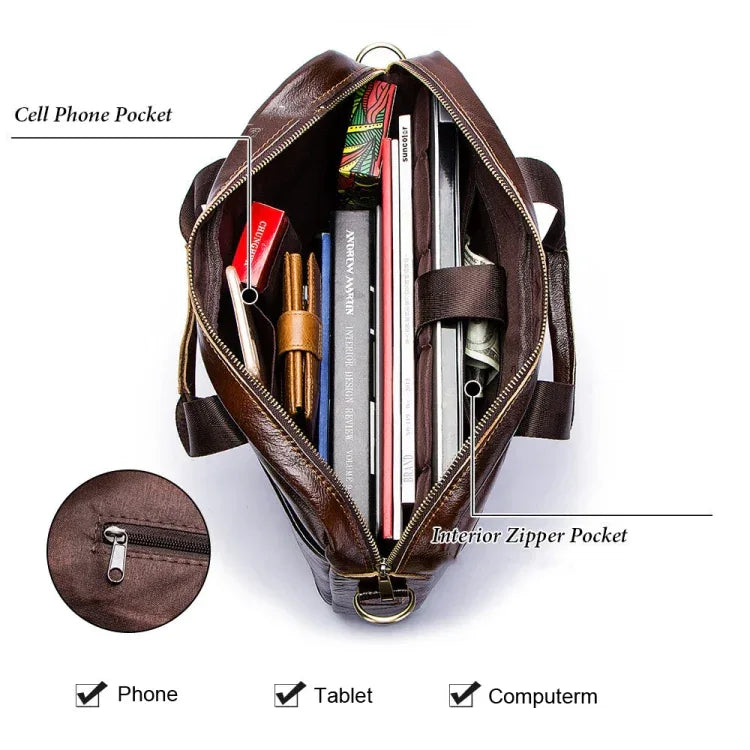 HUMERPAUL Men Leather Meter Bag Retro Messenger Bag Handbag Shoulder Bag - Shello's Creative Boutique