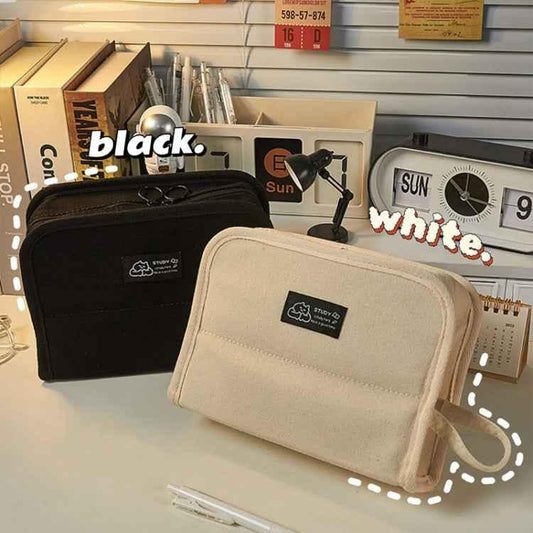 Large Capacity Canvas Pencil Case Student Stationery Storage Pencil Box - Shello's Creative Boutique