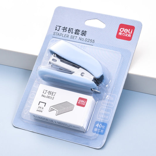 Deli Macaron Color Stapler + 640 Staples Set Small Mini Stapler Stationery