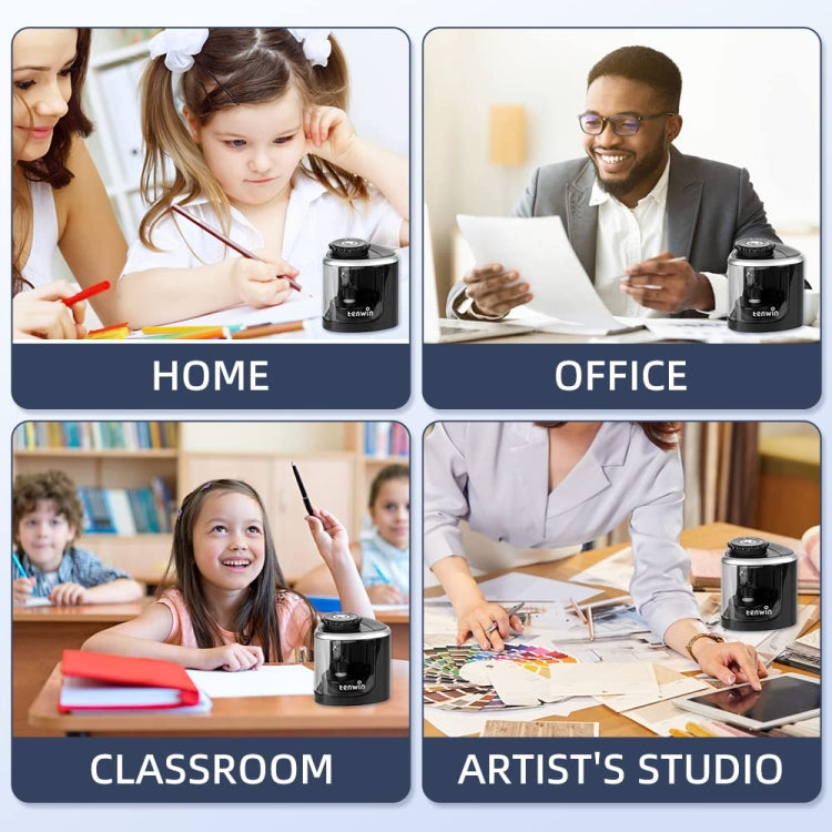 TENWIN Electrical Pencil Sharpener Student Stationery Semi-Automatic Sharpeners Battery Model