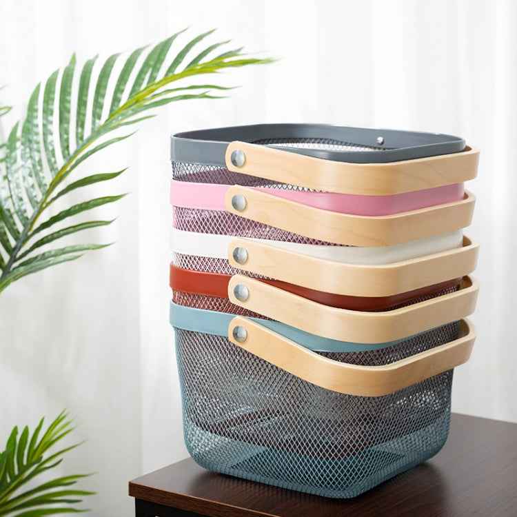 Wooden Handle Mesh Basket Snack Fruit Storage Basket