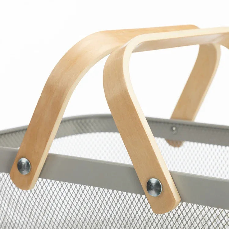 Wooden Handle Mesh Basket Snack Fruit Storage Basket - Shello's Creative Boutique