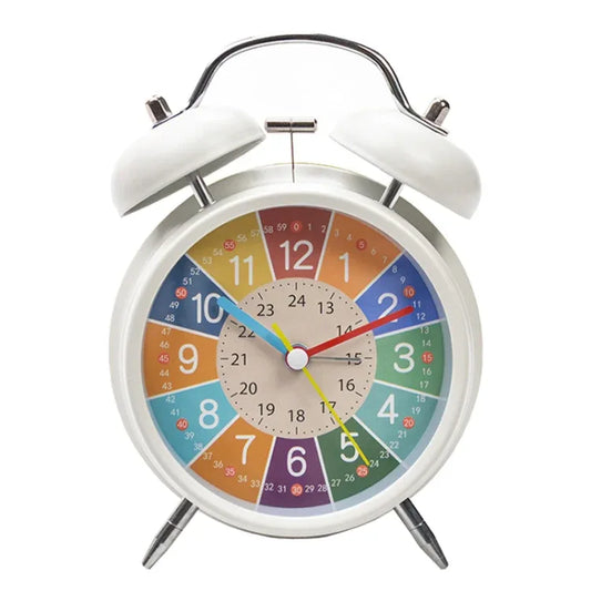 Early Learning Dual Ring Round Alarm Clock Student Bedside Metal Alarm Bell - Shello's Creative Boutique
